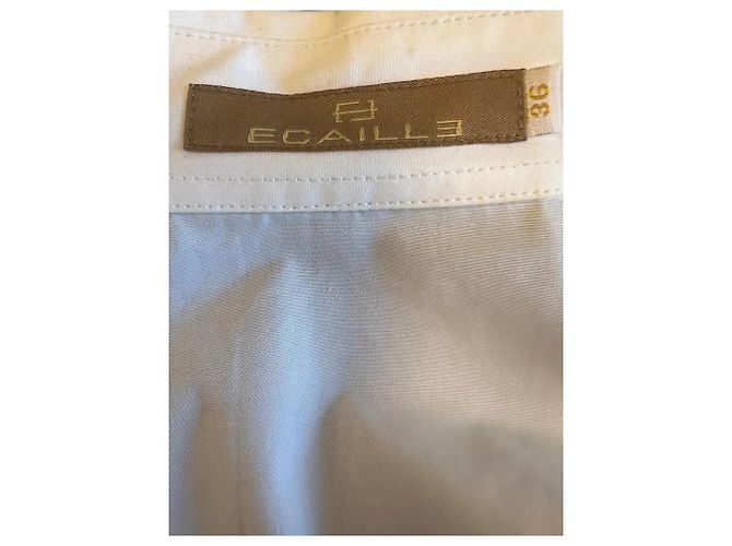 Autre Marque Camisa de algodón ECAILLE 3 blanca mangas contrastadas Negro Blanco - vista 7