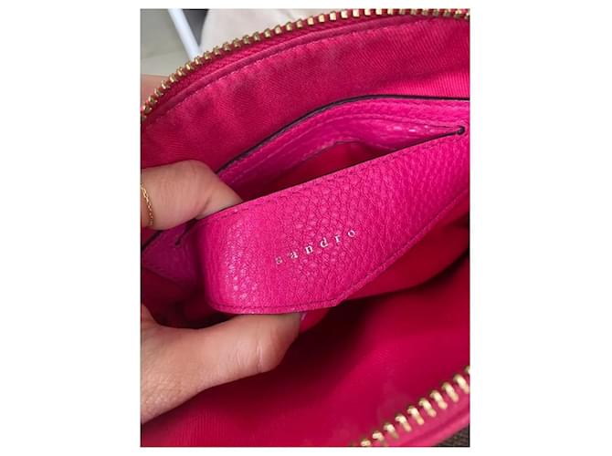 Sandro Bolsa Transversal Rosa em Couro Acolchoado - vista 7