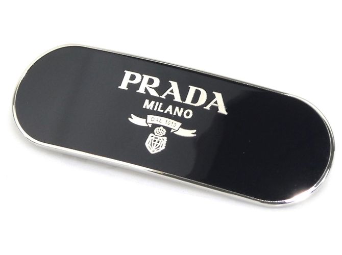 Barrette Prada en metal negro y plata - vista 3