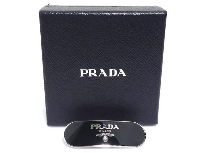 Barrette Prada en metal negro y plata - vista 8