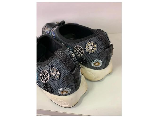 Sneakers Dior Fusion in mesh grigio con perle e cristalli Blu navy - vista 6