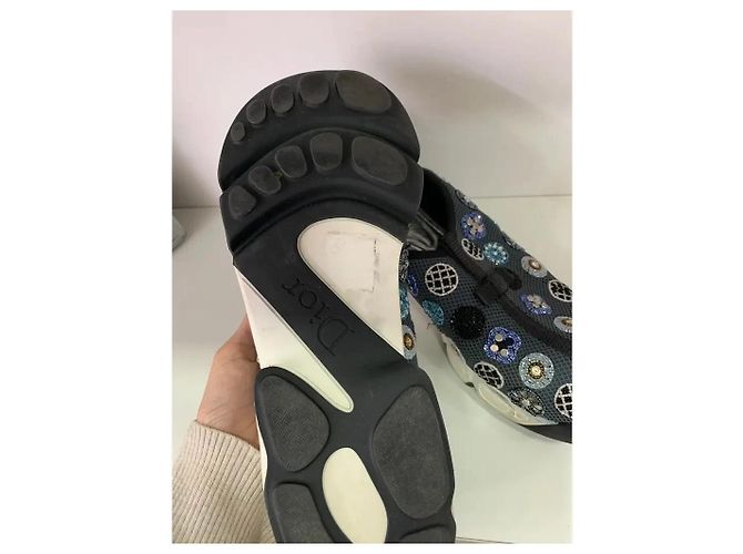 Sneakers Dior Fusion in mesh grigio con perle e cristalli Blu navy - vista 9