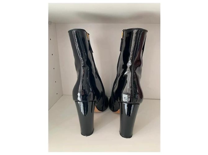 Botines de cuero charol negro Paris Texas - vista 3