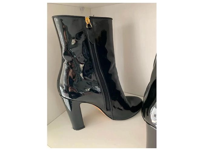 Botines de cuero charol negro Paris Texas - vista 4