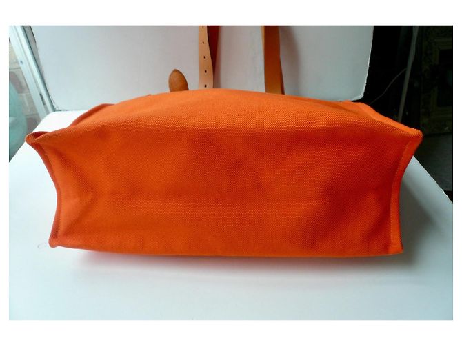 Hermès Etrivière Shopping Tote Tela Orange Arancione - vista 12