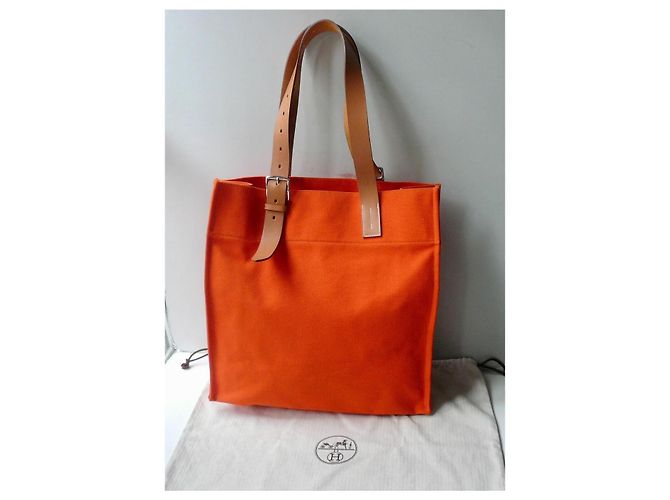 Hermès Etrivière Shopping Tote Tela Orange Arancione - vista 2