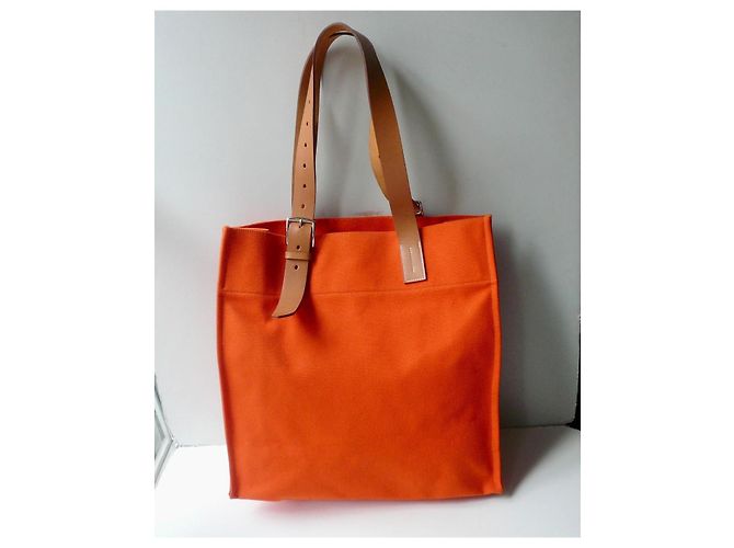 Hermès Etrivière Shopping Tote Tela Orange Arancione - vista 3
