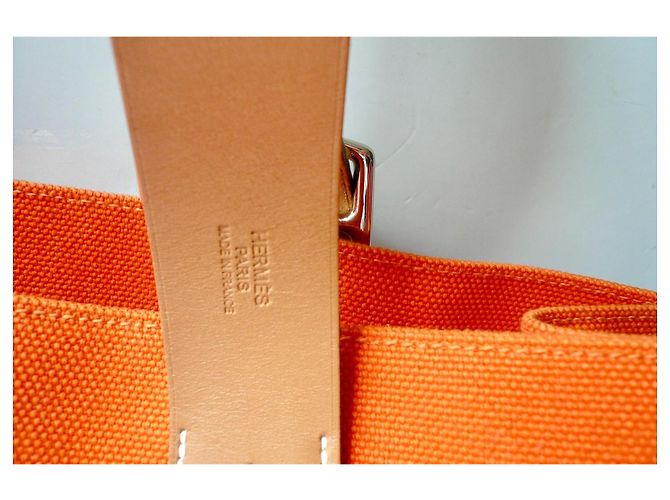 Hermès Etrivière Shopping Tote Tela Orange Arancione - vista 4
