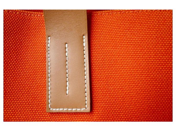 Hermès Etrivière Shopping Tote Tela Orange Arancione - vista 5
