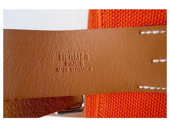 Hermès Etrivière Shopping Tote Tela Orange Arancione - vista 8