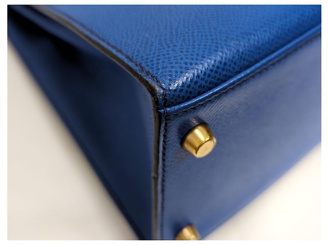 Hermès Borsa Hermes Kelly Blue Courchevel con Hardware Oro 32 - vista 3