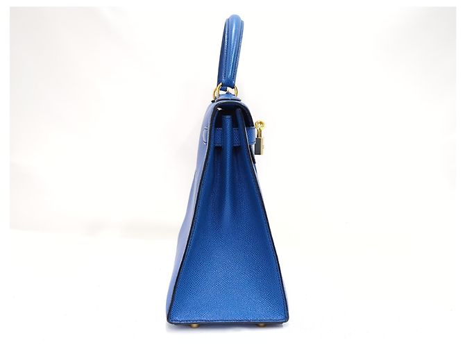 Hermès Borsa Hermes Kelly Blue Courchevel con Hardware Oro 32 - vista 7