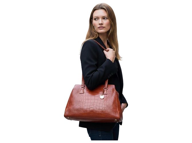 Sonia Rykiel Borsa Tote in Pelle Marrone Stampa Coccodrillo - vista 2