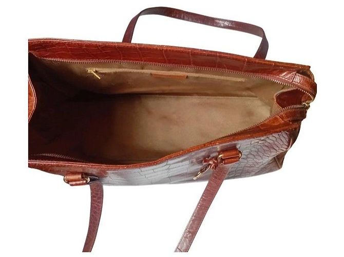 Sonia Rykiel Borsa Tote in Pelle Marrone Stampa Coccodrillo - vista 8