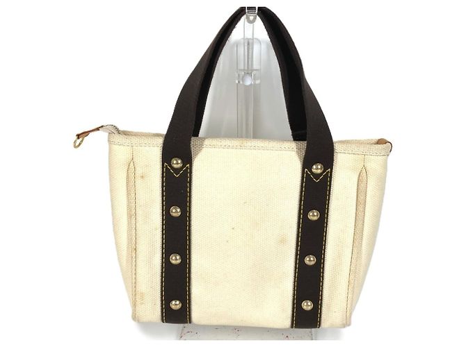 Borsa Tote Louis Vuitton Antigua Cabas PM Marrone Bianco - vista 2