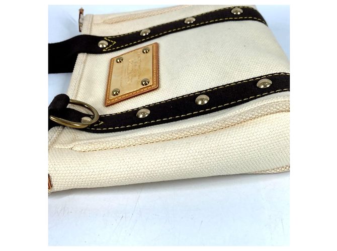 Borsa Tote Louis Vuitton Antigua Cabas PM Marrone Bianco - vista 3