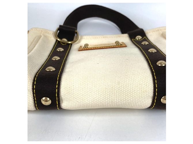 Borsa Tote Louis Vuitton Antigua Cabas PM Marrone Bianco - vista 5