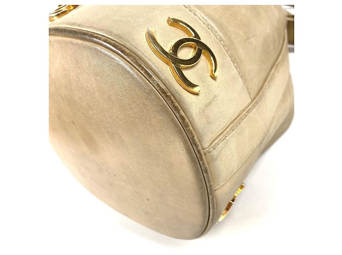 Chanel Vintage Triple Coco CC Logo Drawstring Bag Beige - view 14