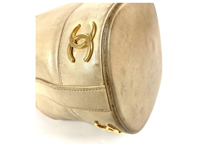 Chanel Vintage Triple Coco CC Logo Drawstring Bag Beige - view 15
