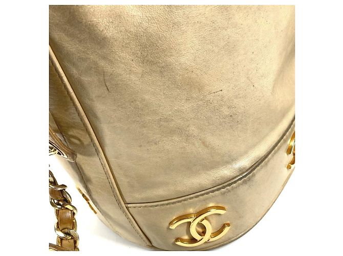 Chanel Vintage Triple Coco CC Logo Drawstring Bag Beige - view 17