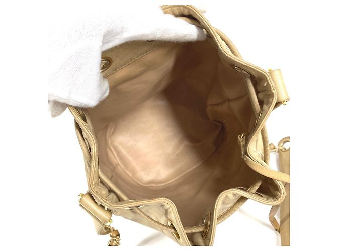 Chanel Vintage Triple Coco CC Logo Drawstring Bag Beige - view 3