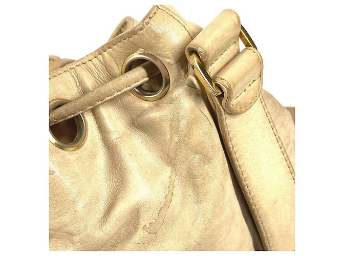 Chanel Vintage Triple Coco CC Logo Drawstring Bag Beige - view 5