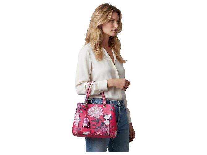 Borsa Guess stampa floreale rosa e rossa Rosso - vista 2