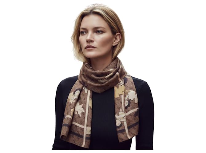 Guess Sciarpa in seta con stampa monogramma Marrone - vista 2