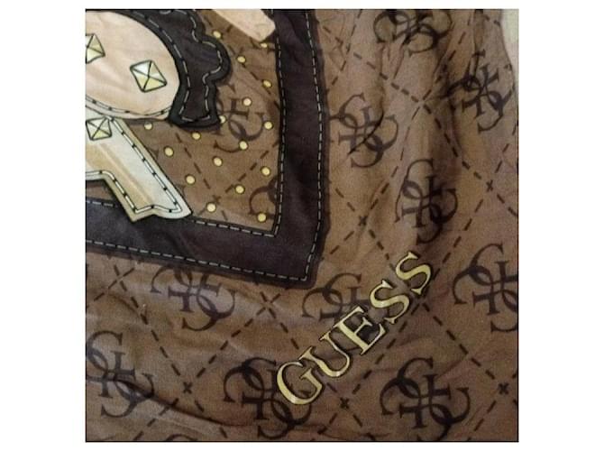 Guess Sciarpa in seta con stampa monogramma Marrone - vista 3