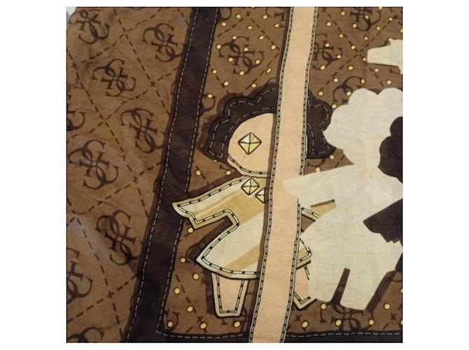 Guess Sciarpa in seta con stampa monogramma Marrone - vista 5