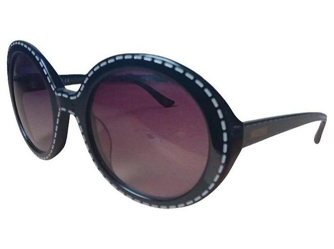 Moschino Occhiali da sole rotondi con cuciture bianche Nero - vista 2