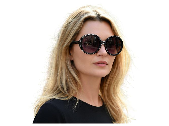 Moschino Occhiali da sole rotondi con cuciture bianche Nero - vista 3