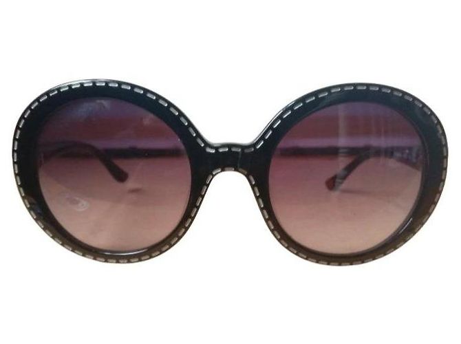 Moschino Occhiali da sole rotondi con cuciture bianche Nero - vista 4