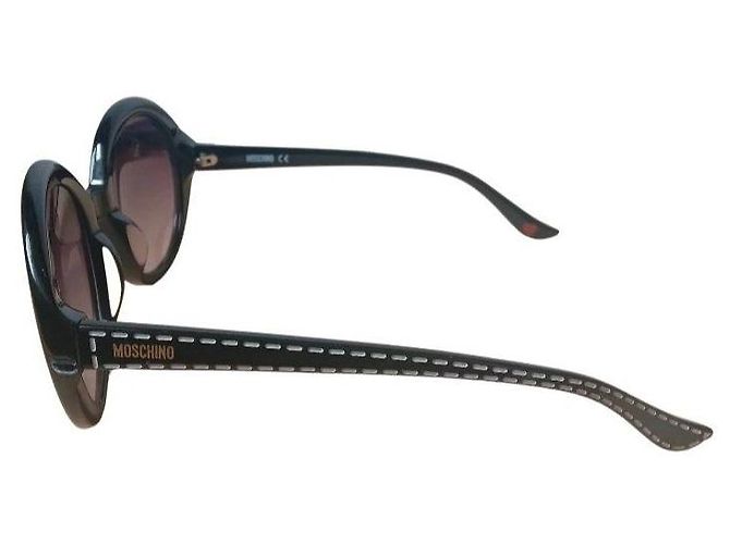 Moschino Occhiali da sole rotondi con cuciture bianche Nero - vista 5