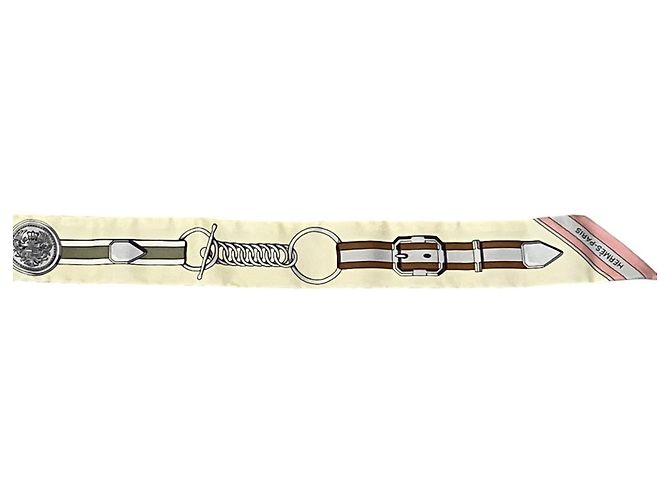 Hermès Hermes Grand Tralala Seidentuch Twilly Pink Beige - Ansicht 2