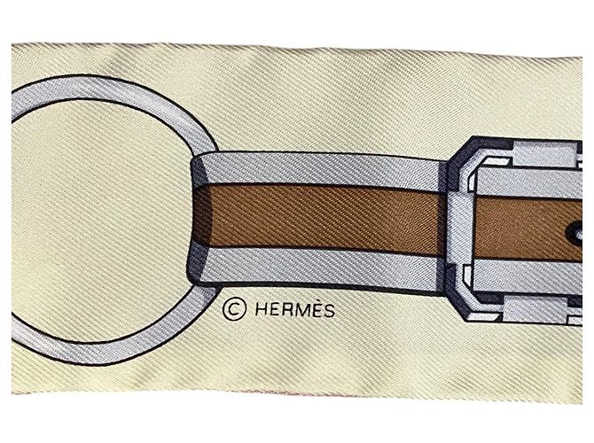 Hermès Hermes Grand Tralala Seidentuch Twilly Pink Beige - Ansicht 7