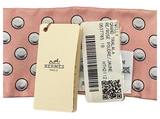 Hermès Hermes Grand Tralala Seidentuch Twilly Pink Beige - Ansicht 8