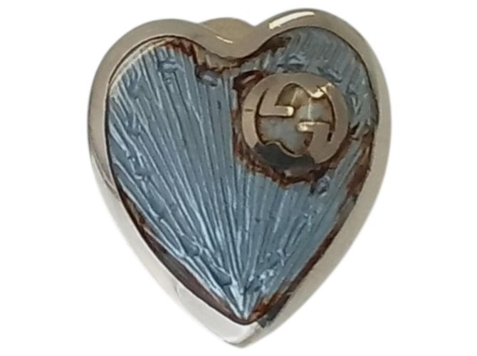 Orecchini a lobo Gucci 925 Interlocking G Heart Blu chiaro - vista 11