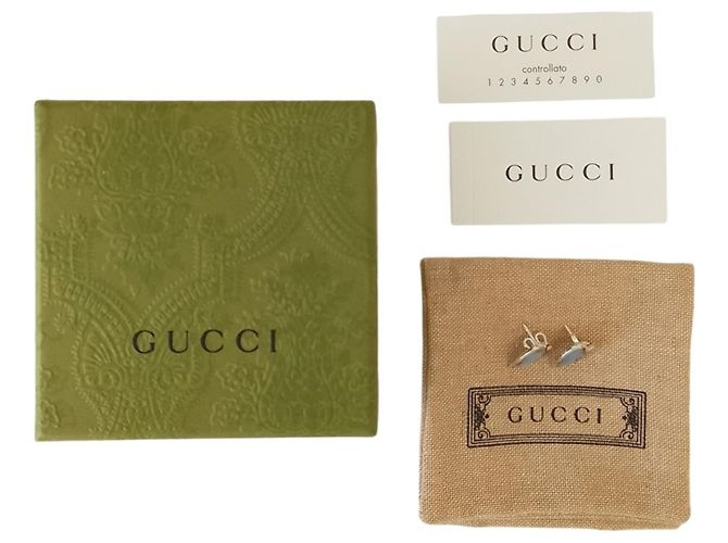 Orecchini a lobo Gucci 925 Interlocking G Heart Blu chiaro - vista 12