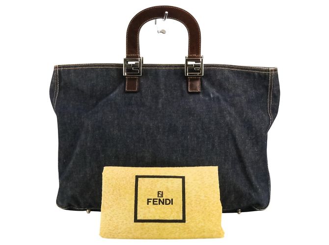 Fendi Vintage Denim Tote Bag Marineblau - Ansicht 11