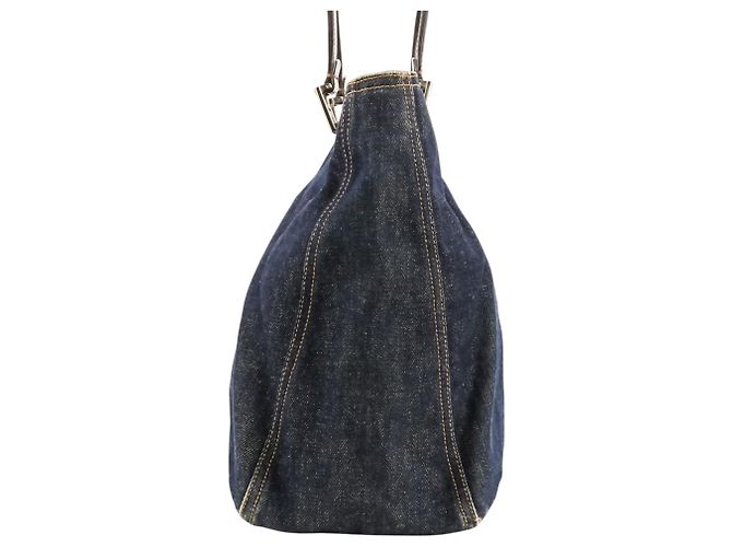 Fendi Vintage Denim Tote Bag Marineblau - Ansicht 2