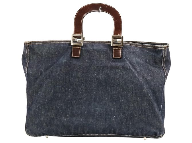 Fendi Vintage Denim Tote Bag Marineblau - Ansicht 3