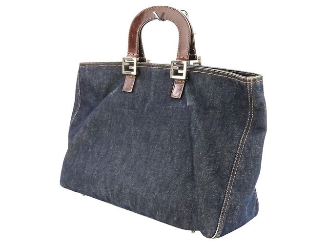 Fendi Vintage Denim Tote Bag Marineblau - Ansicht 5