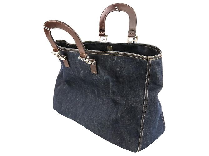 Fendi Vintage Denim Tote Bag Marineblau - Ansicht 6