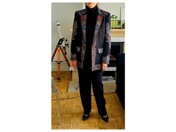 Giacca Etro nera con ricamo multicolore Nero - vista 5