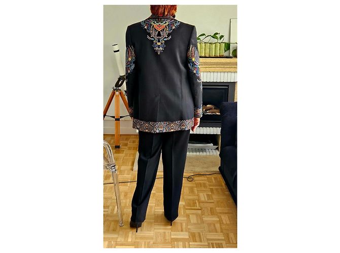 Giacca Etro nera con ricamo multicolore Nero - vista 7