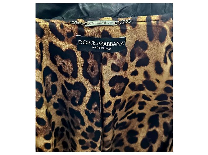 Dolce & Gabbana Trenchcoat mit Rüschen und Leopardenfutter Schwarz Leopardenprint - Ansicht 2