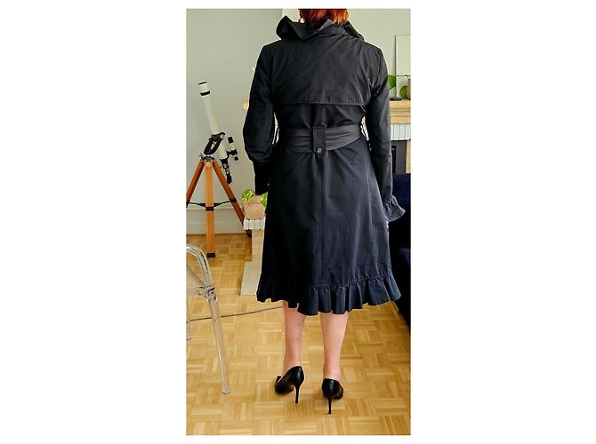 Dolce & Gabbana Trenchcoat mit Rüschen und Leopardenfutter Schwarz Leopardenprint - Ansicht 7