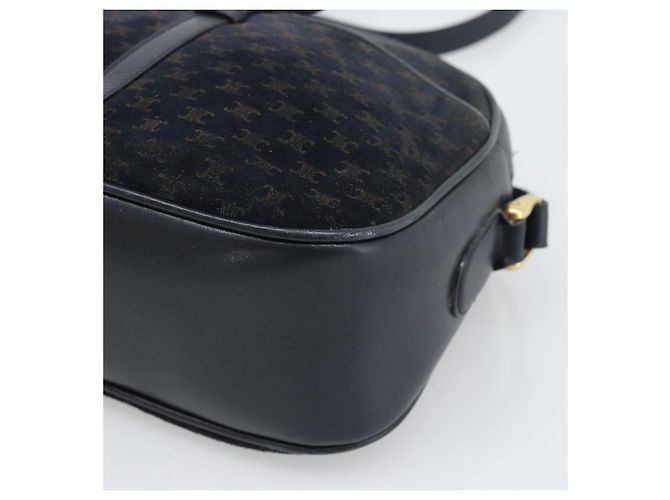16 Céline Borsa a tracolla CELINE in tela Macadam e pelle scamosciata Navy Gold Auth 187378 D'oro Blu navy - vista 10
