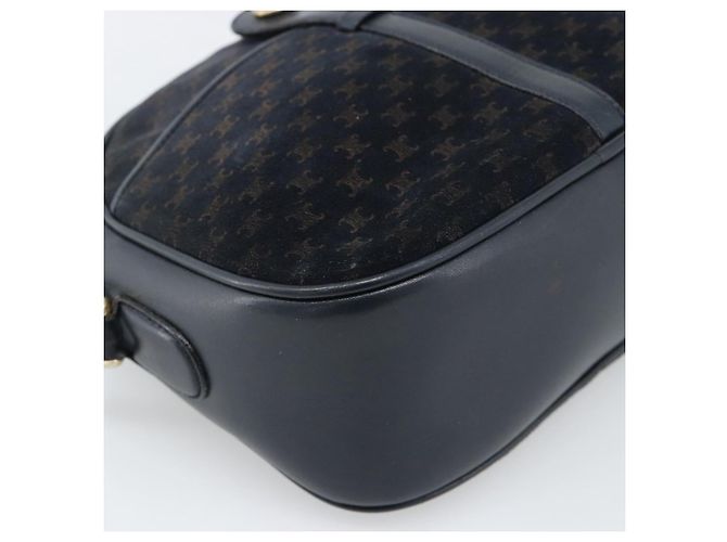 16 Céline Borsa a tracolla CELINE in tela Macadam e pelle scamosciata Navy Gold Auth 187378 D'oro Blu navy - vista 11